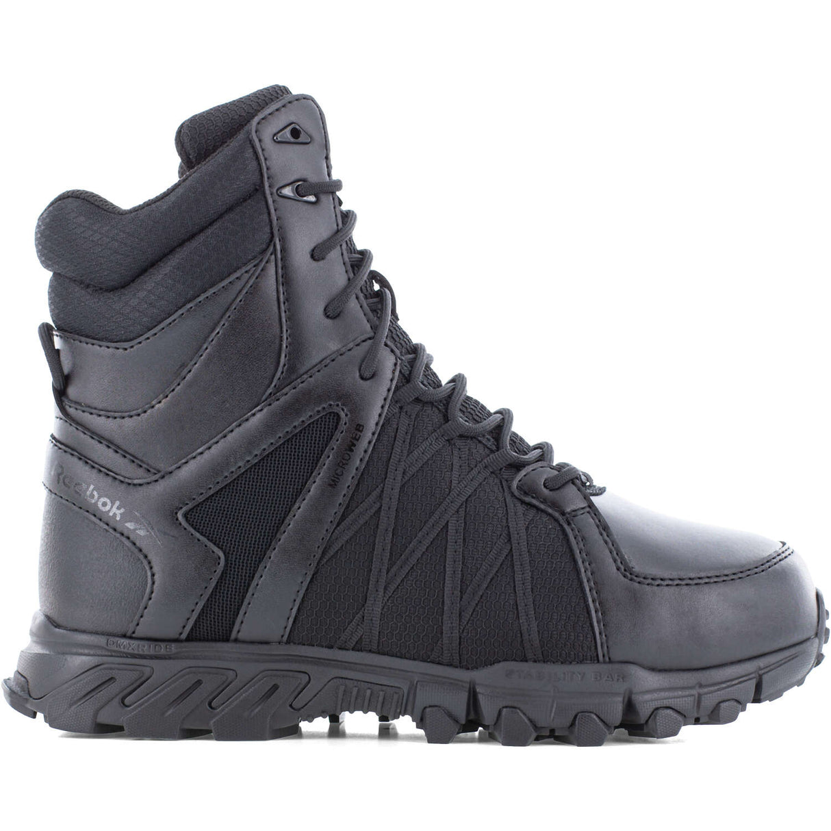 Reebok Men's 8-inch Waterproof Black Tactical Boot with Side Zipper