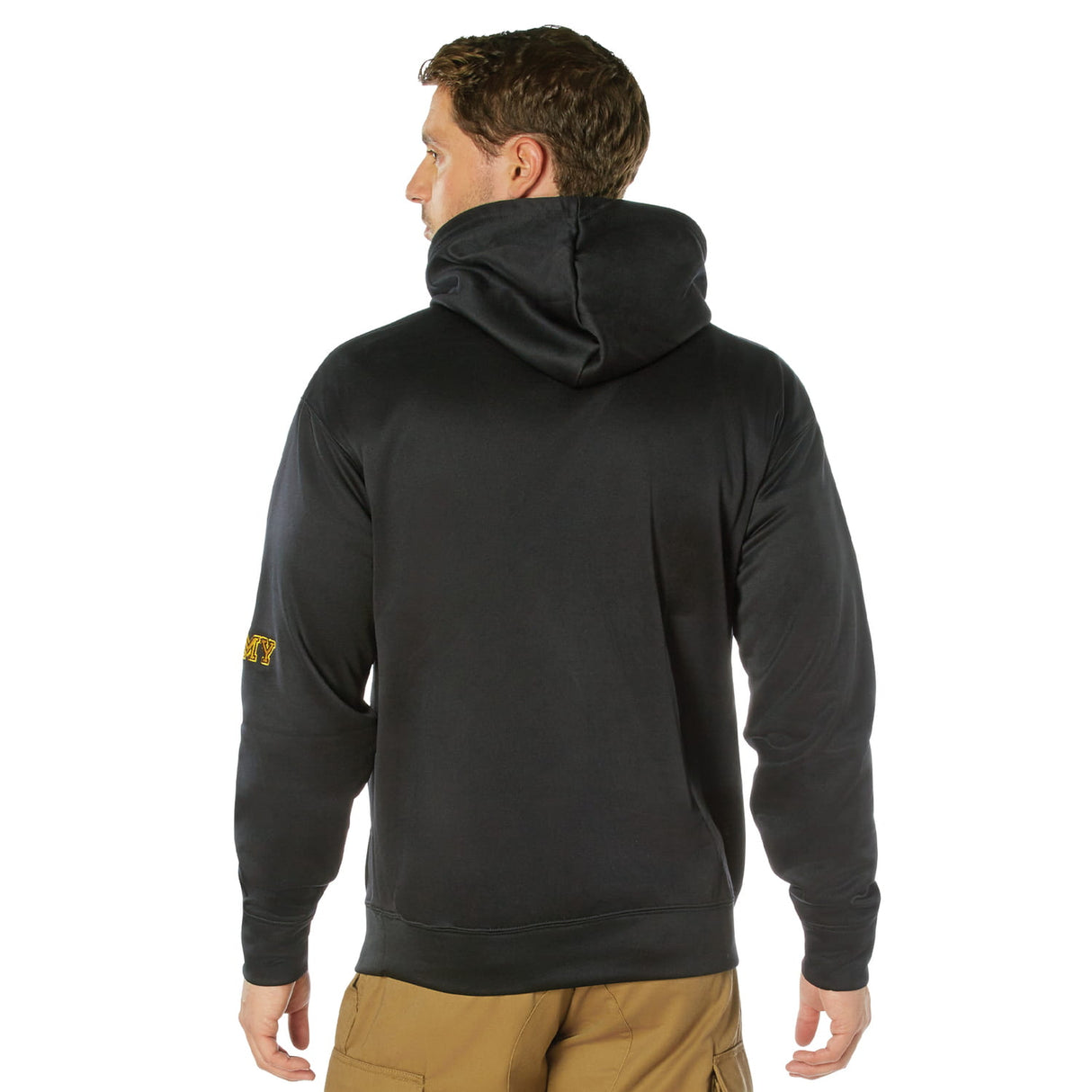 Black Army Embroidered Hooded Pullover Sweatshirt