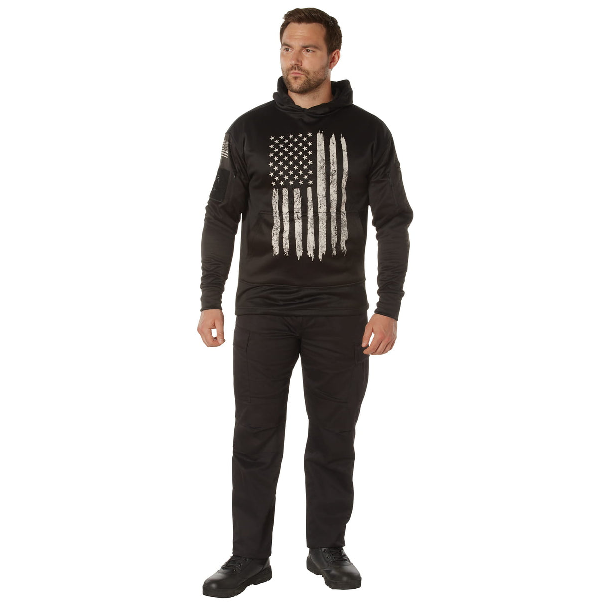 Distressed White US Flag CCW Pullover Hooded Sweatshirt