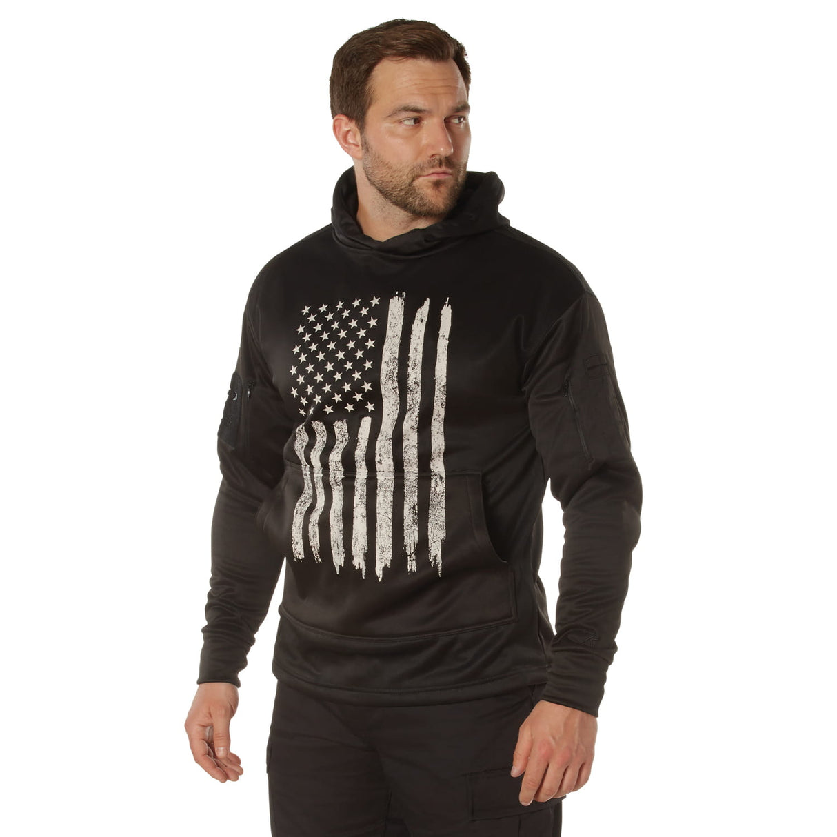 Distressed White US Flag CCW Pullover Hooded Sweatshirt