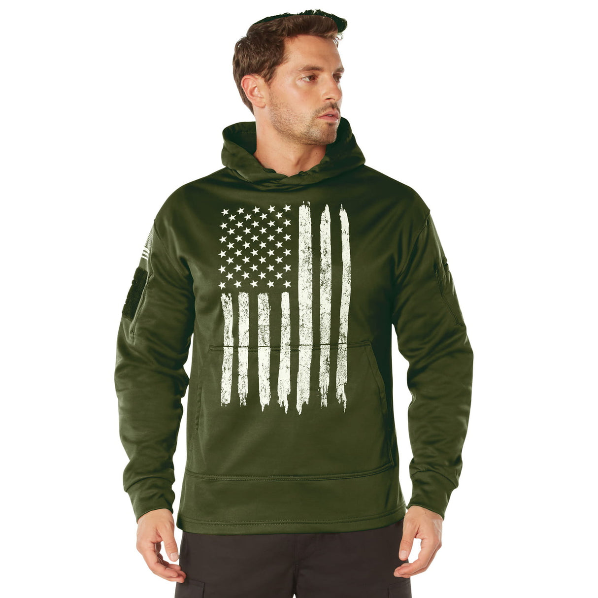 Distressed White US Flag CCW Pullover Hooded Sweatshirt