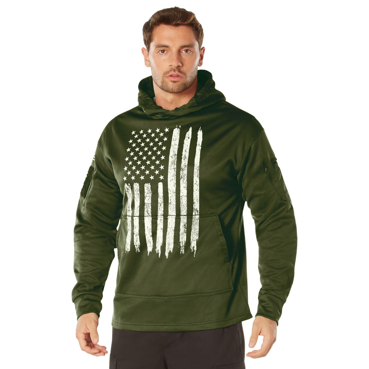 Distressed White US Flag CCW Pullover Hooded Sweatshirt