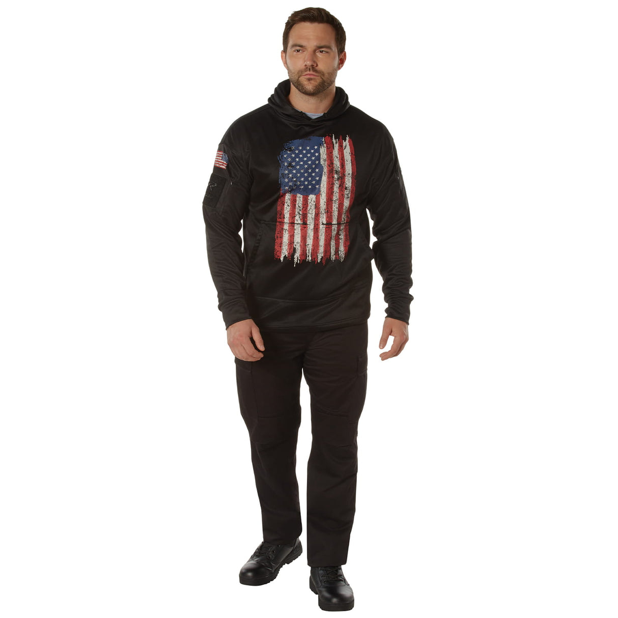 Distressed US Flag Concealed Carry Hooded Sweatshirt