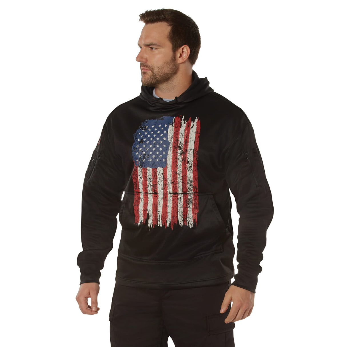 Distressed US Flag Concealed Carry Hooded Sweatshirt