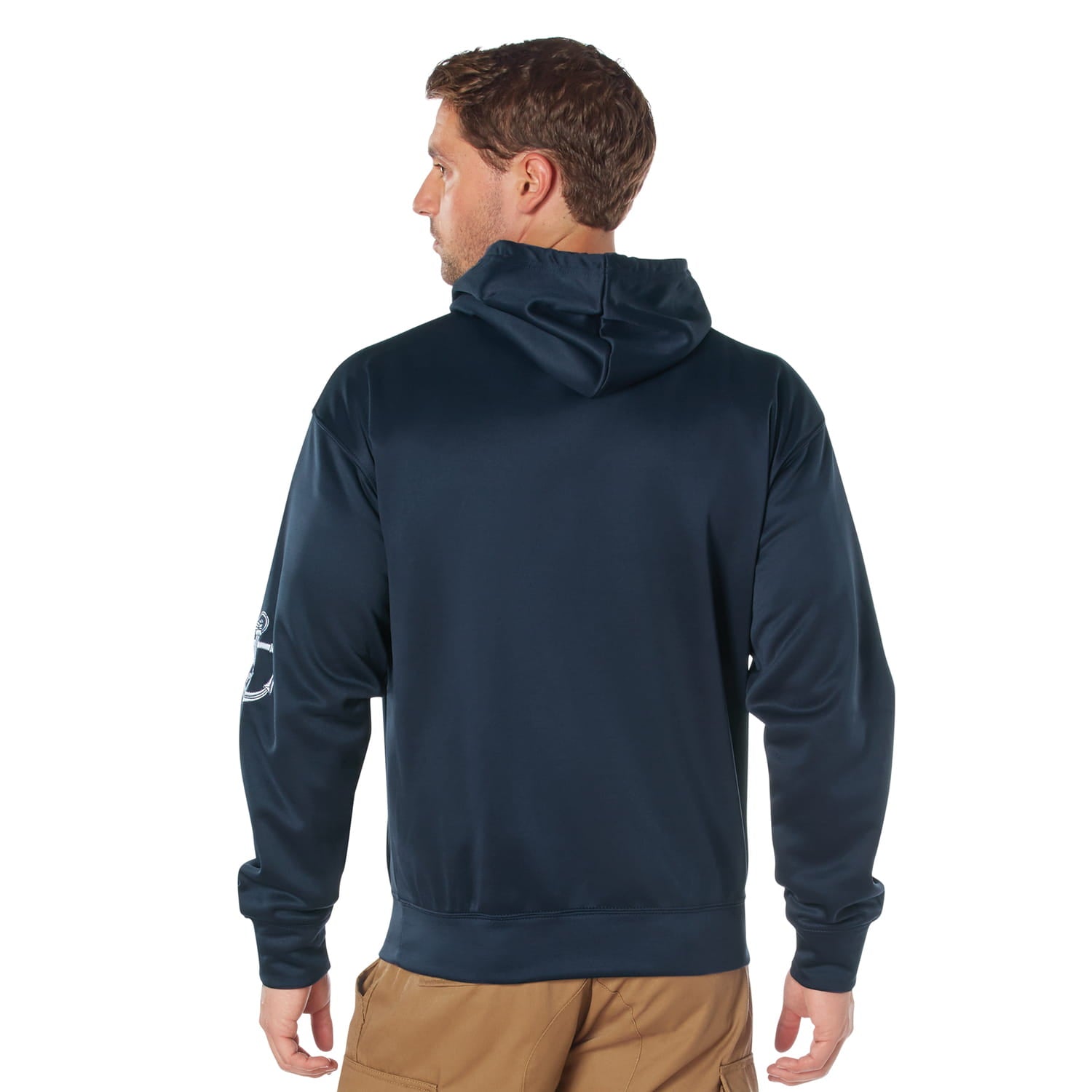 Navy Embroidered Hooded Pullover Sweatshirt