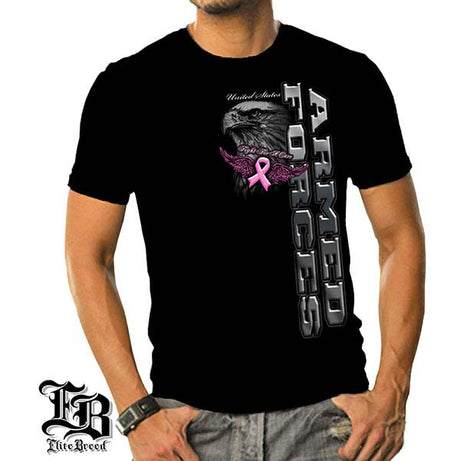 Elite Breed Armed Forces Fight Breast Cancer T-Shirt - Black