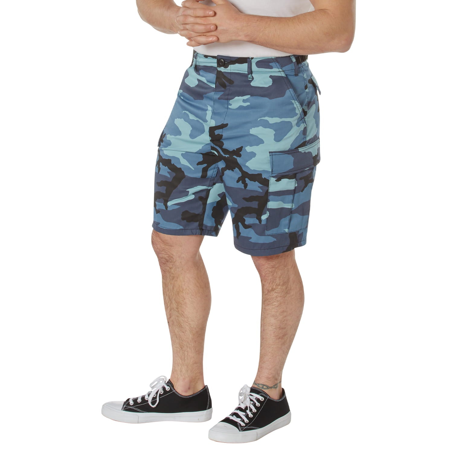 Sky Blue Camo Military BDU Cargo Shorts