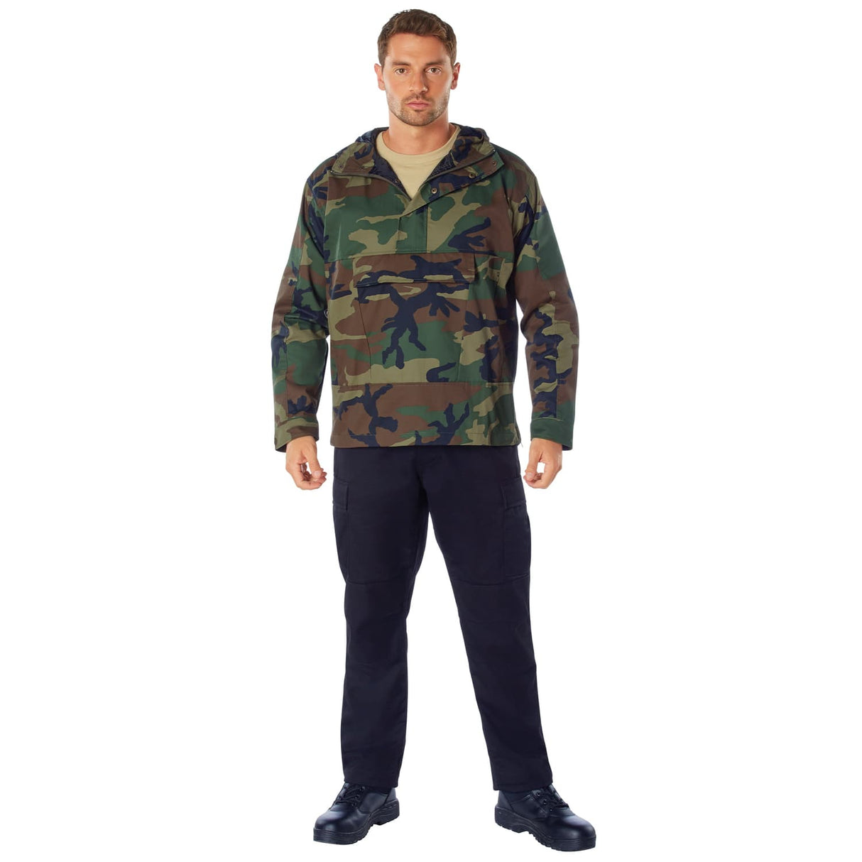 Green Camo Military Style Anorak Parka