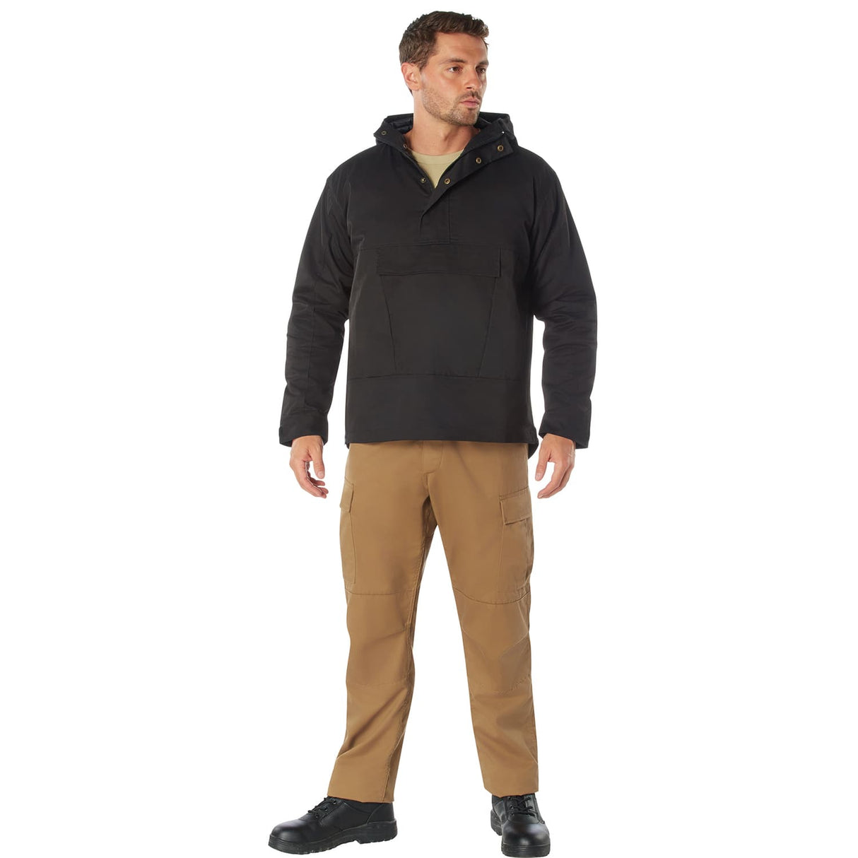 Black Military Style Anorak Parka