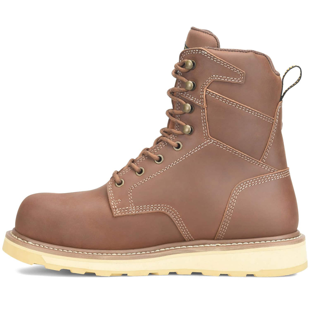 Carolina Gruntz Mens 8-Inch Waterproof Wedge Sole Moc Toe Men's Work Boot