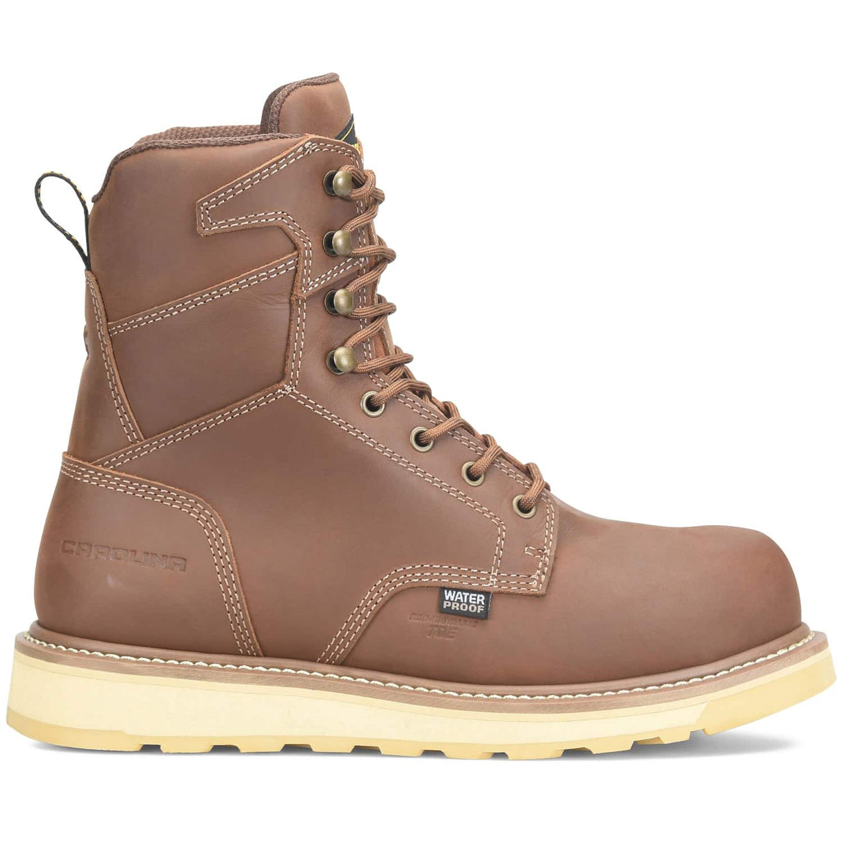 Carolina Gruntz Mens 8-Inch Waterproof Wedge Sole Moc Toe Men's Work Boot