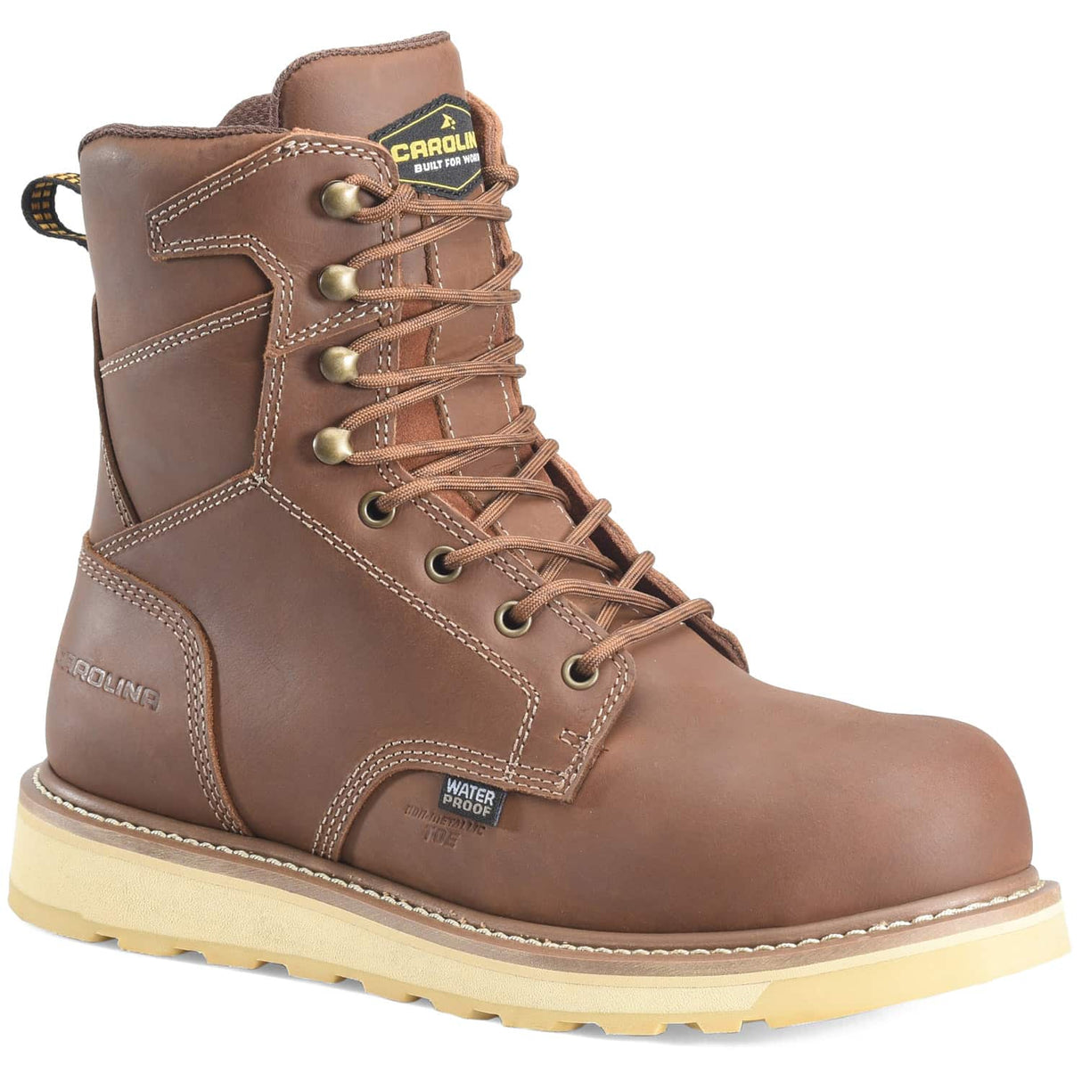 Carolina Gruntz Mens 8-Inch Waterproof Wedge Sole Moc Toe Men's Work Boot