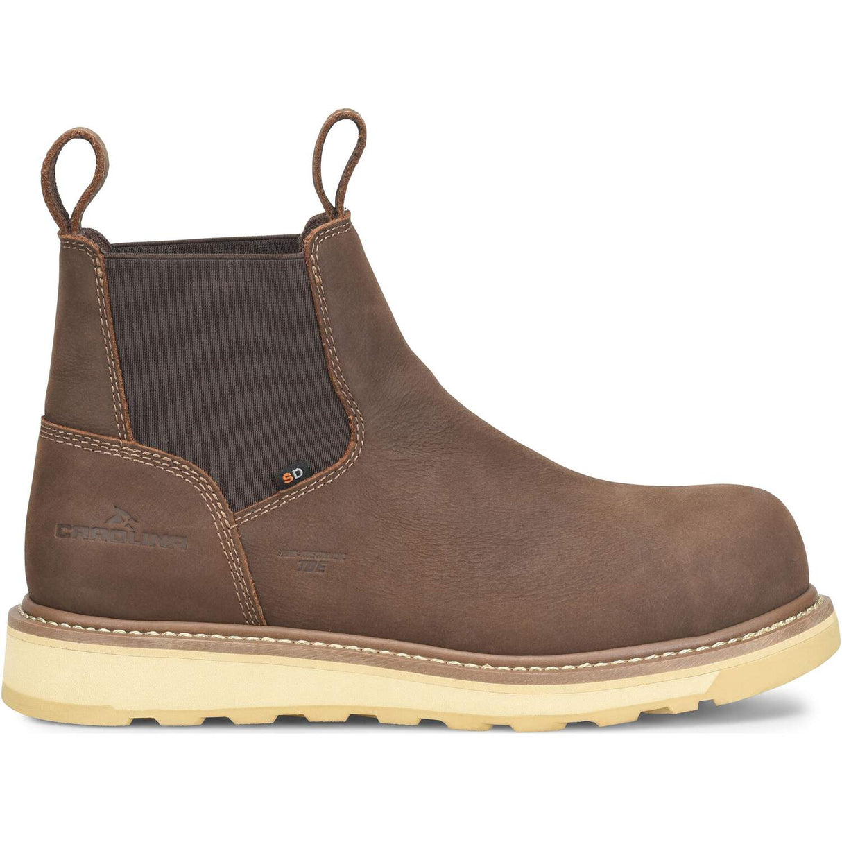 Carolina Gruntz Coffee Brown Men's Composite Safety Toe Slip-on 6-inch Chelsea Style Work Boot