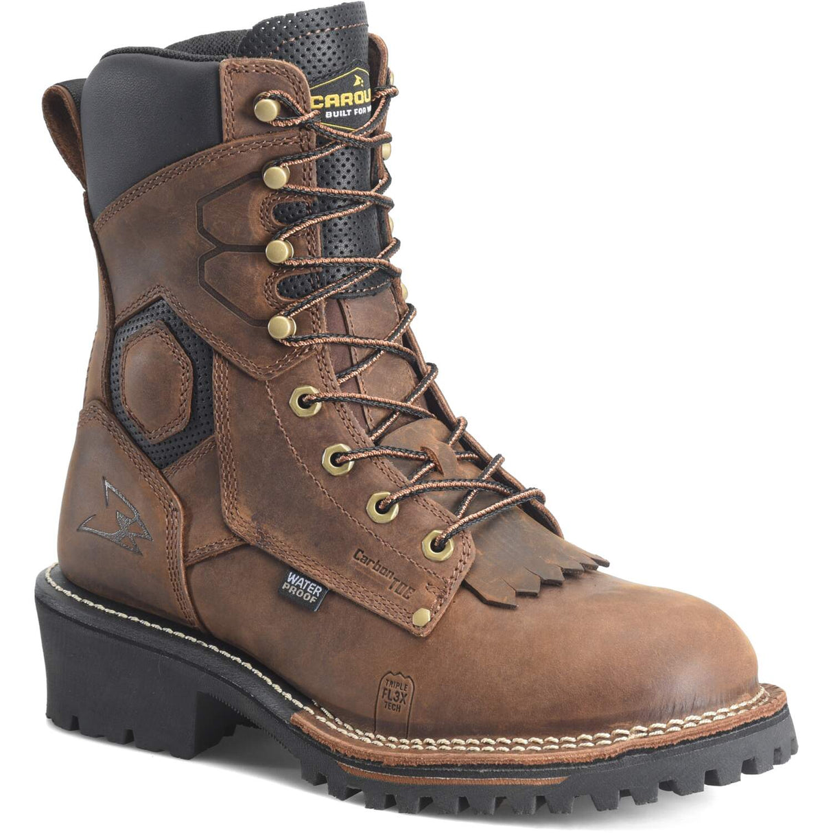 Carolina Pitstop Logger Men's 8-inch Waterproof Composite Safety Toe Brown Work Boot