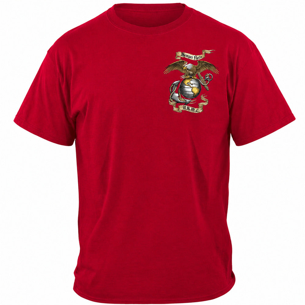 Rustic Semper Fidelis USMC T-shirt - Red - front view