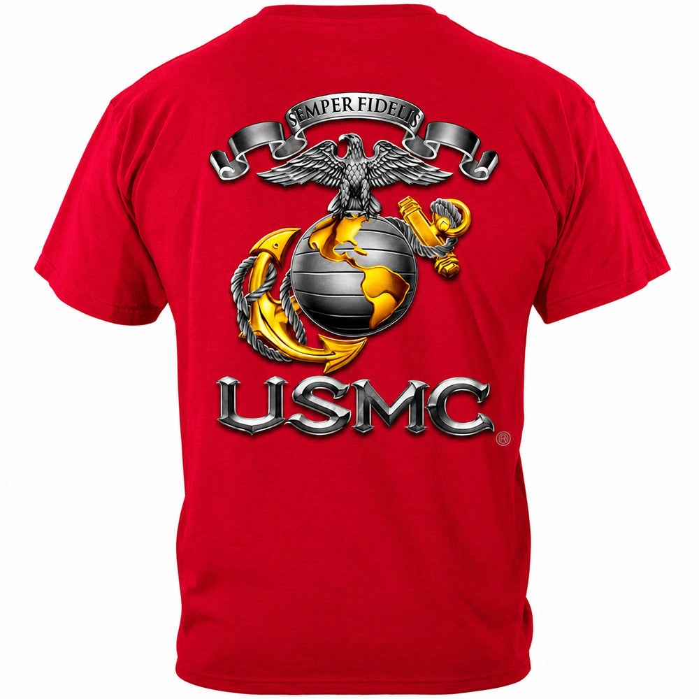 USMC Semper Fidelis Red T-shirt - back view