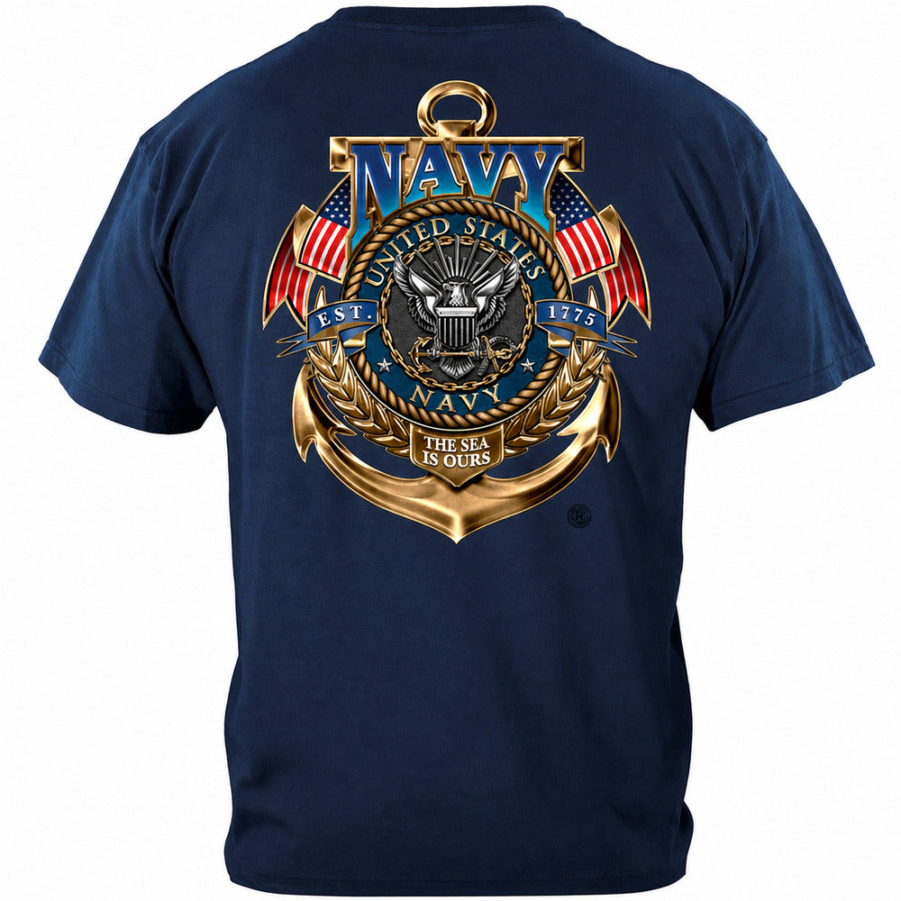 Navy The Sea Is Ours T-Shirt - Navy Blue - back view