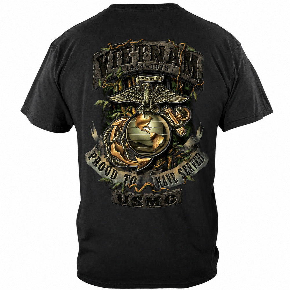 USMC Vietnam Vet Proud to Serve T-Shirt - Black - back view