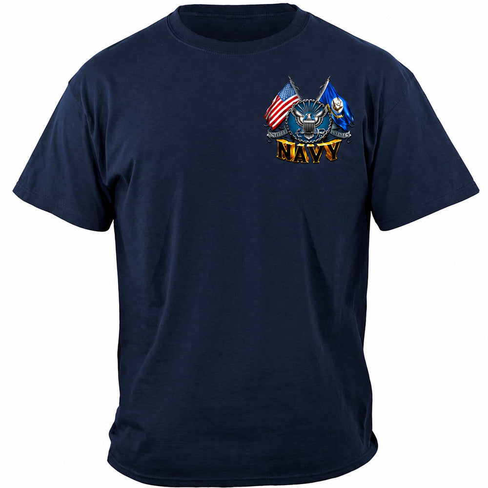 Navy Shield, Double Flag and Eagle T-Shirt - Navy - front view