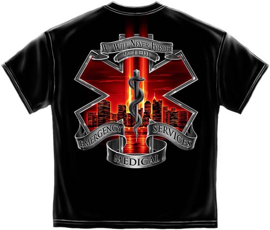 Commemorative 9-11 Never Forget Paramedic T-Shirt