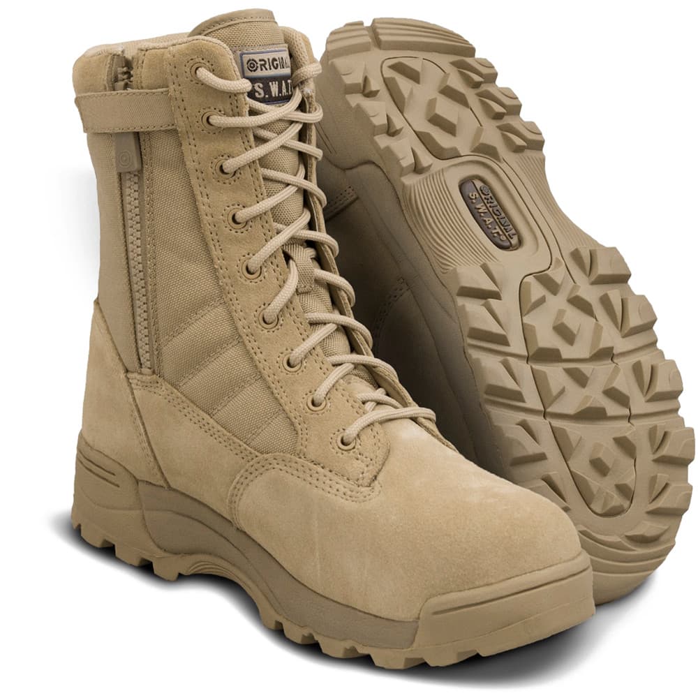 Original S.W.A.T. Classic 9-inch Side Zip Safety Toe Men's Desert Tan Tactical Military Boot