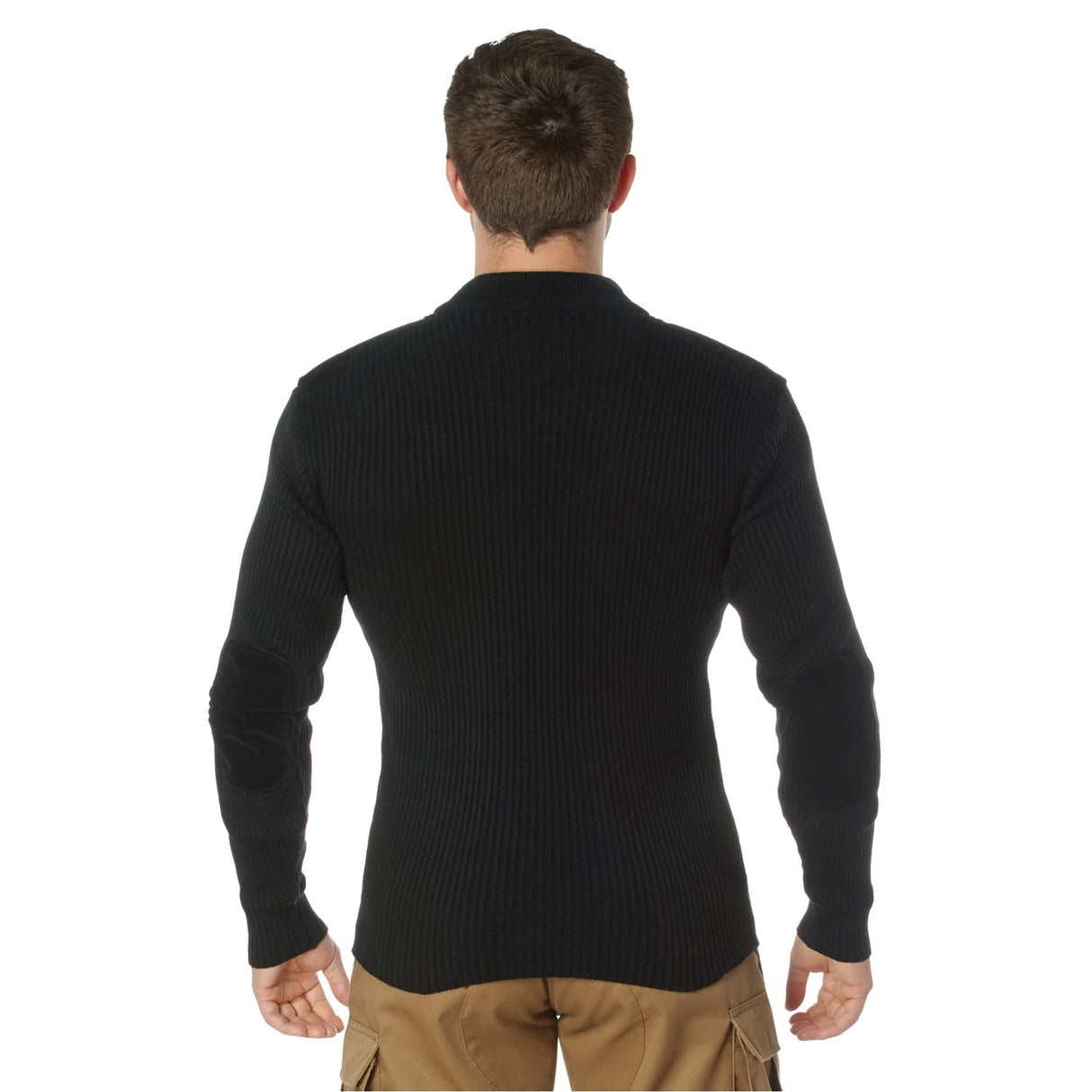 Black Quarter Zip Military Sweater