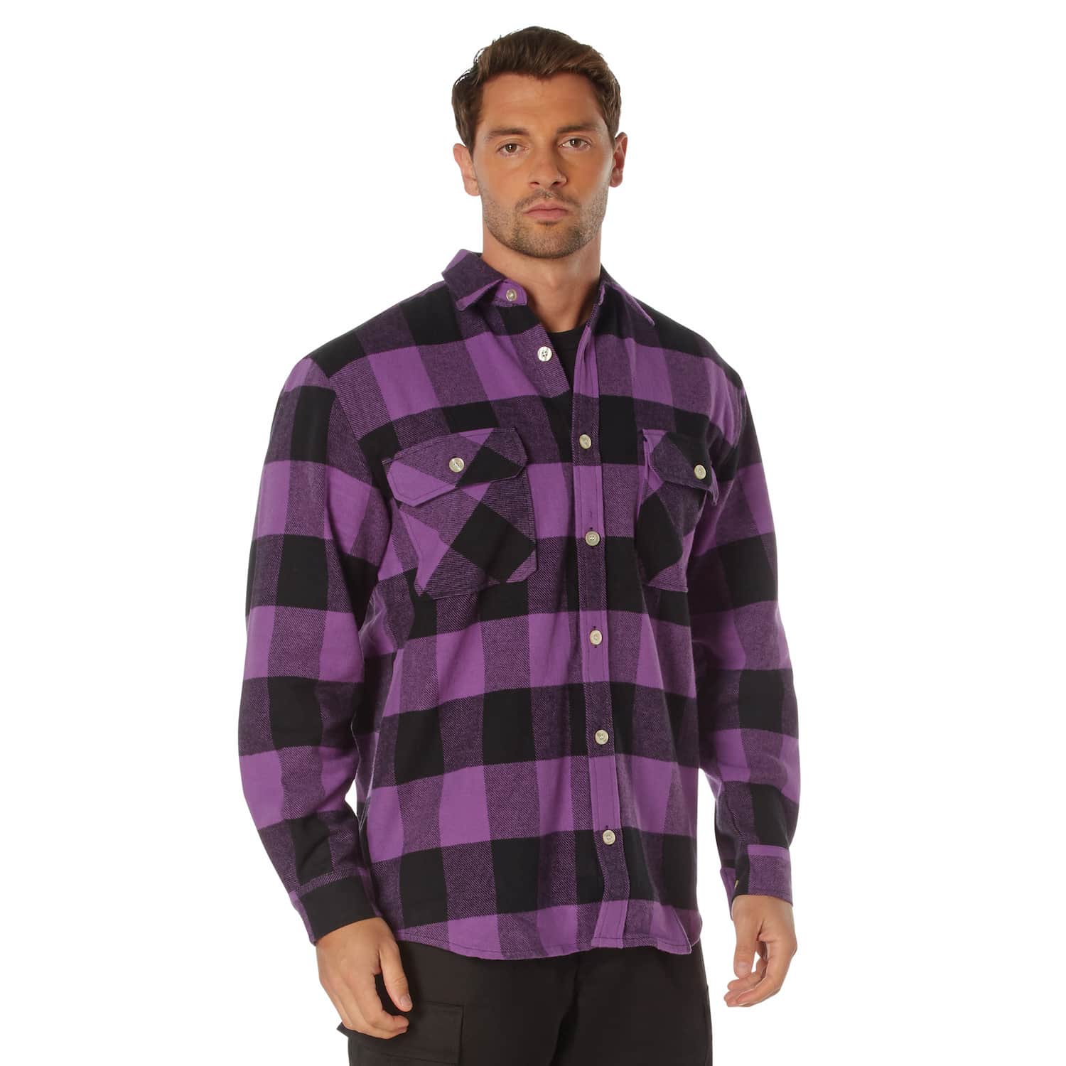 Heavyweight Purple Buffalo Plaid Flannel Shirt