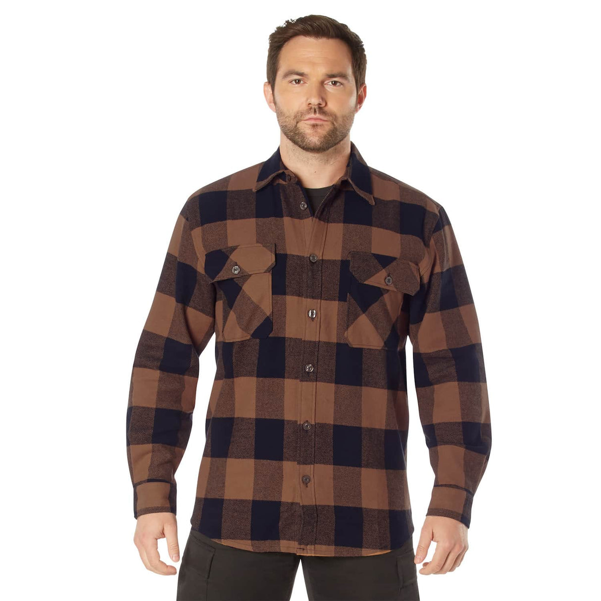 Heavyweight Brown Buffalo Plaid Flannel Shirt