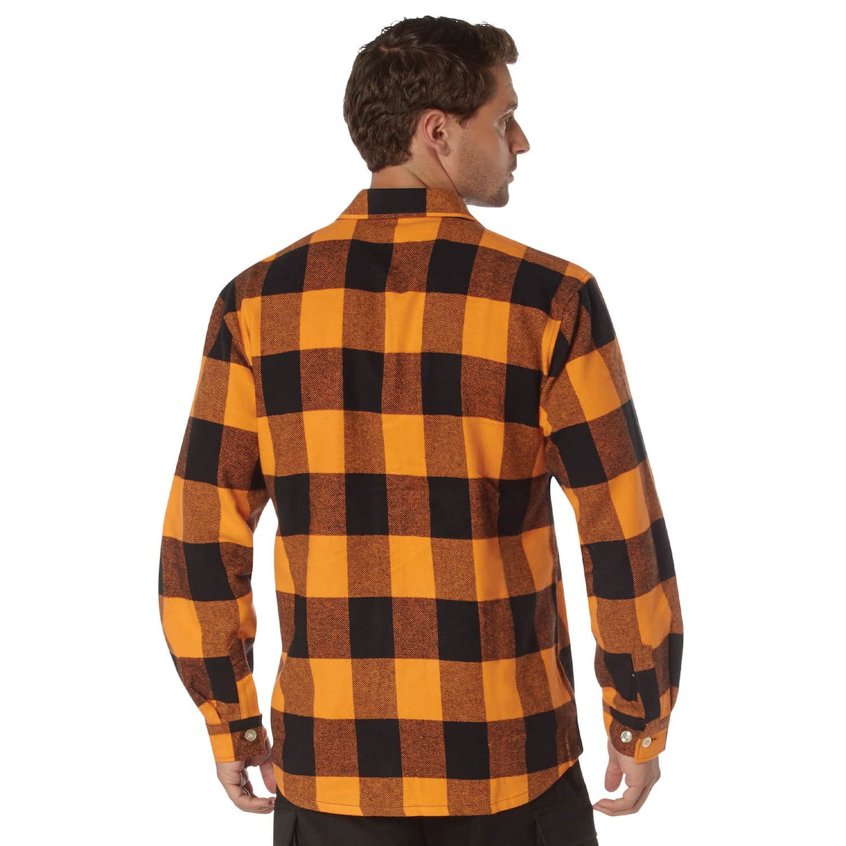 Heavyweight Orange and Black Buffalo Plaid Flannel Shirt