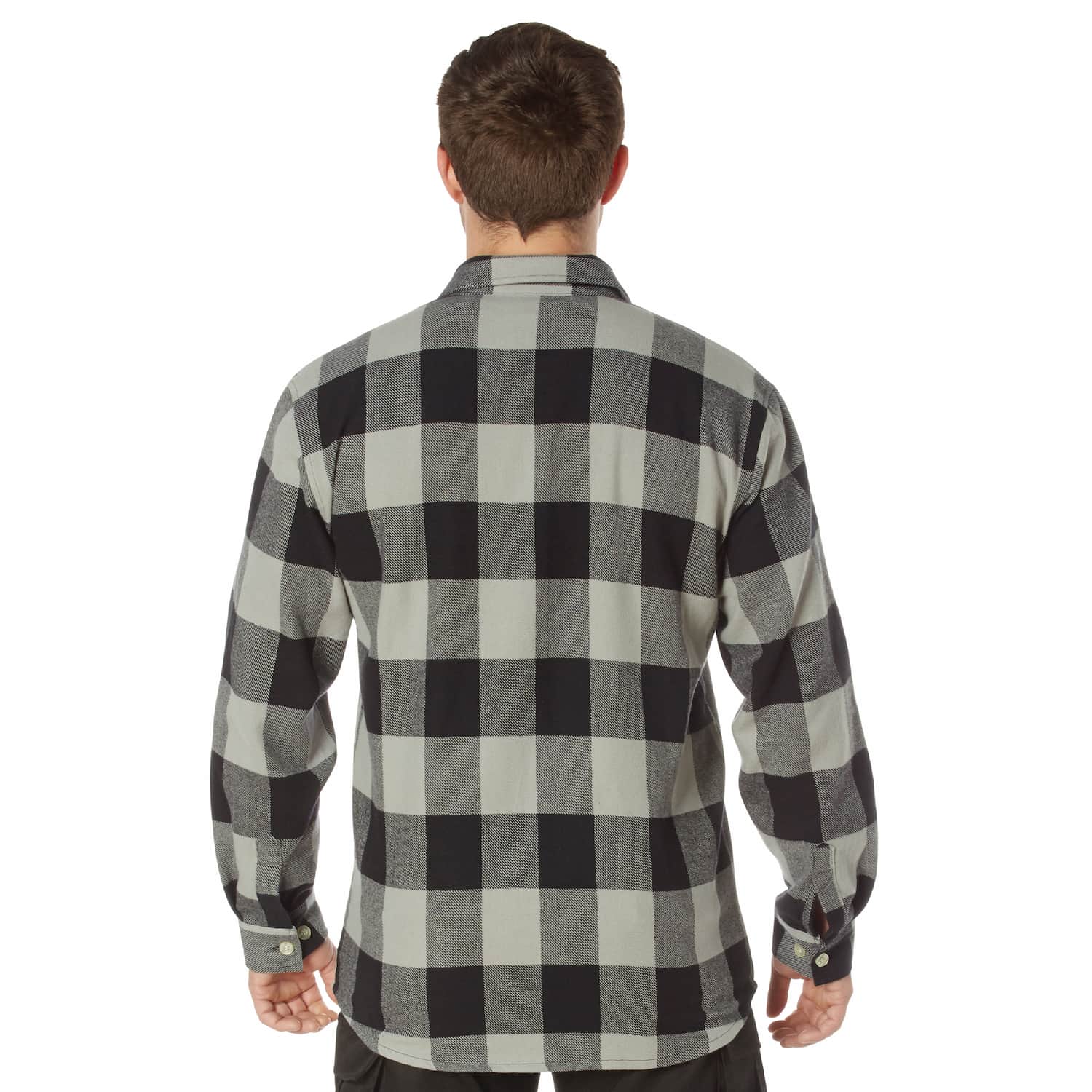 Heavyweight Gray Buffalo Plaid Flannel Shirt