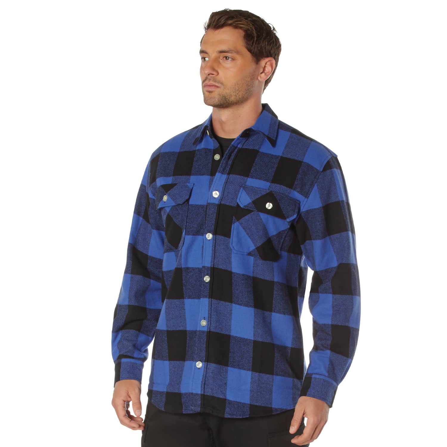 Heavyweight Blue Buffalo Plaid Flannel Shirt