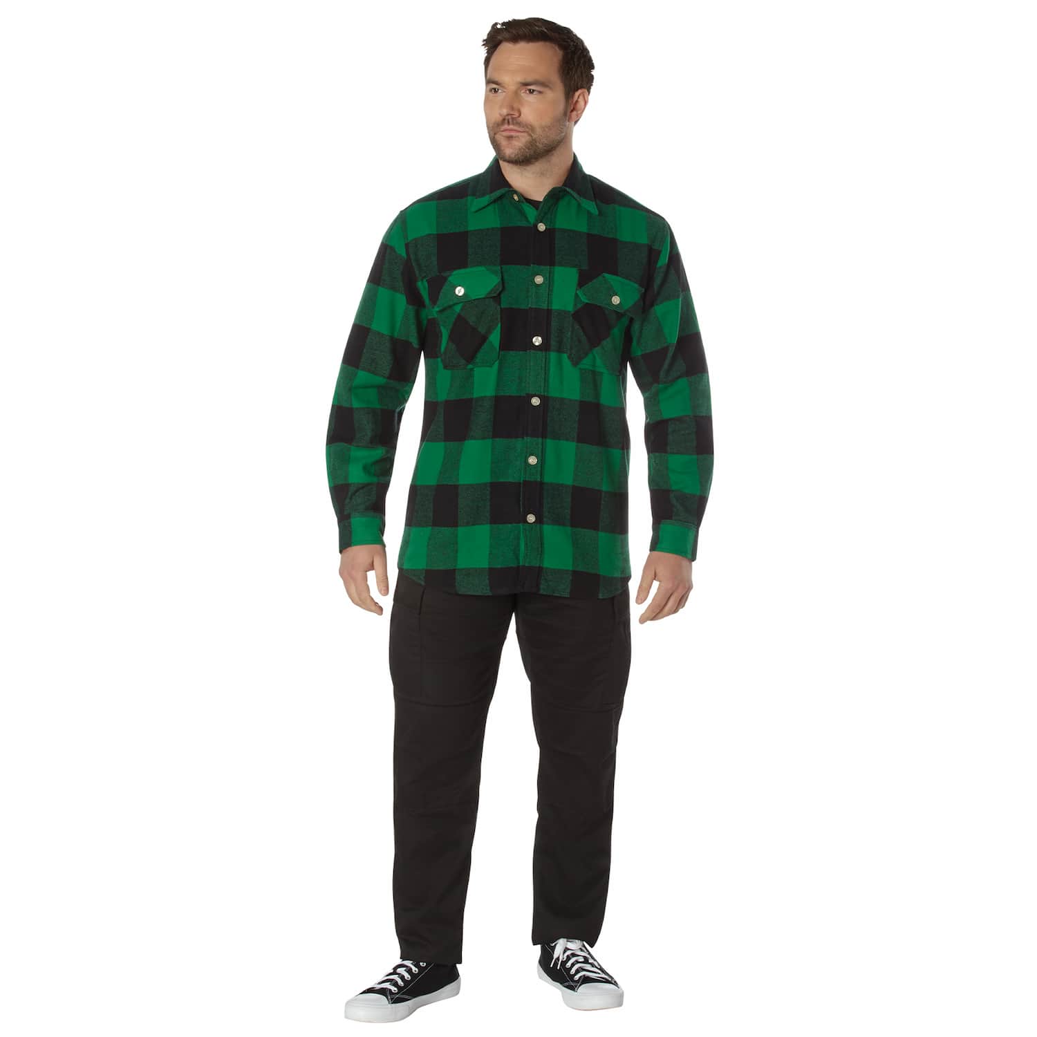 Heavyweight Green Buffalo Plaid Flannel Shirt