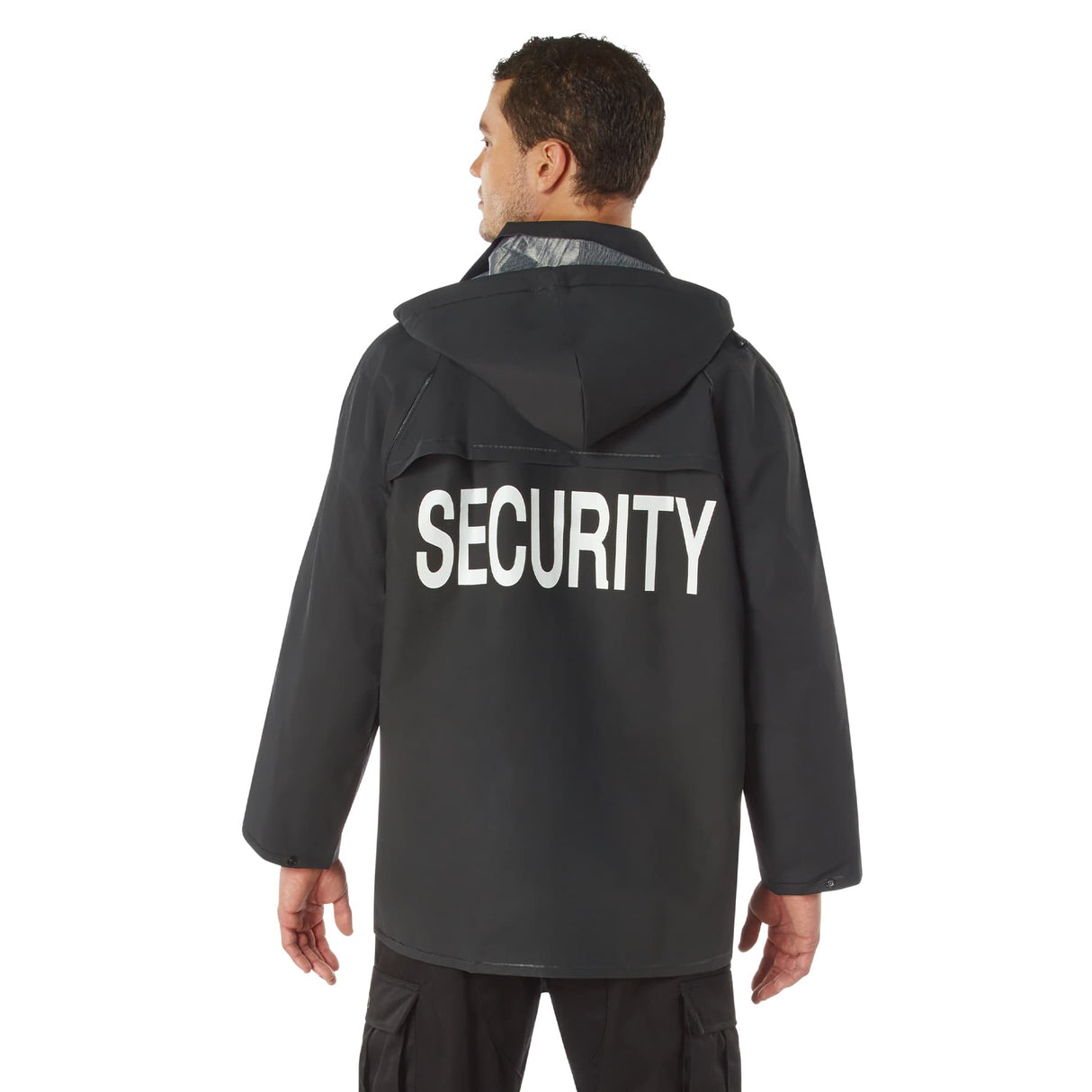 Black Double Sided Security Rain Jacket