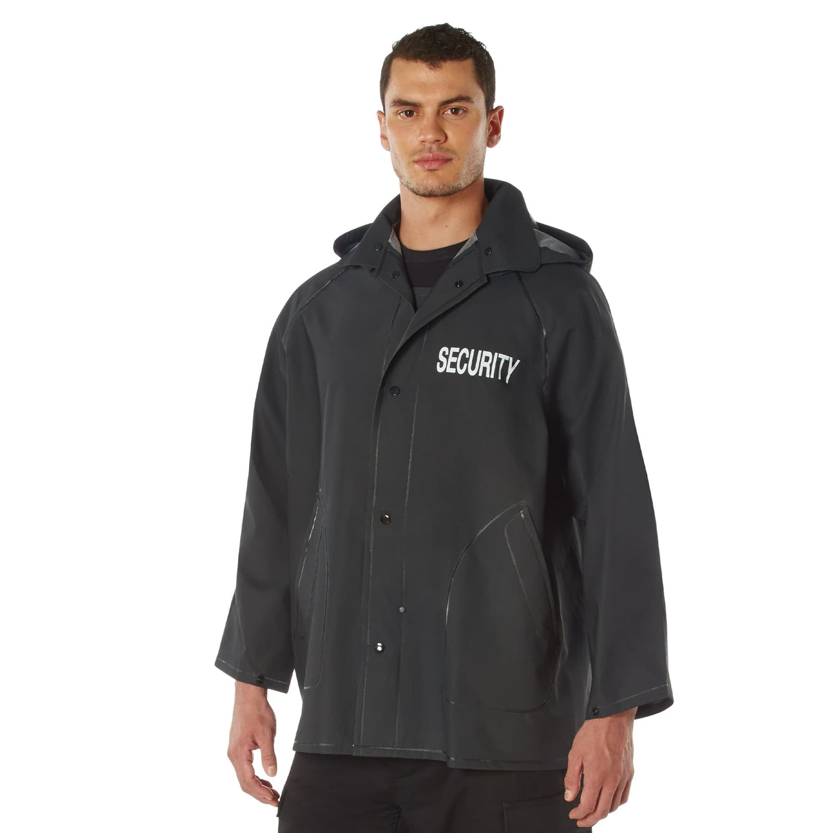 Black Double Sided Security Rain Jacket