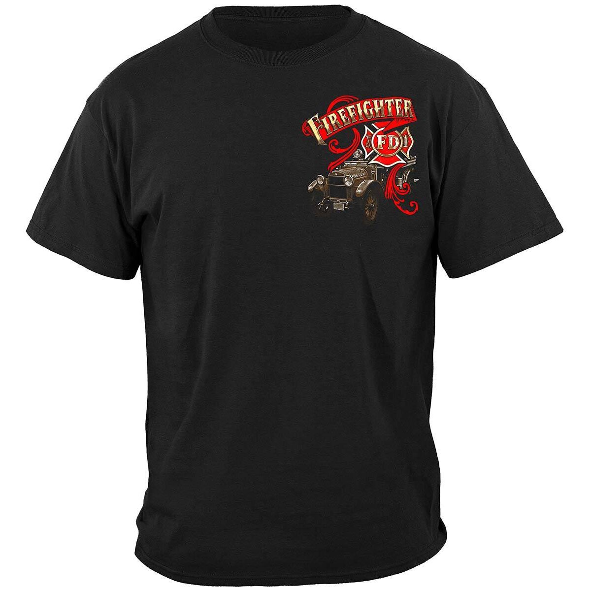 Always Ready Antique Firefighter T-Shirt - Black