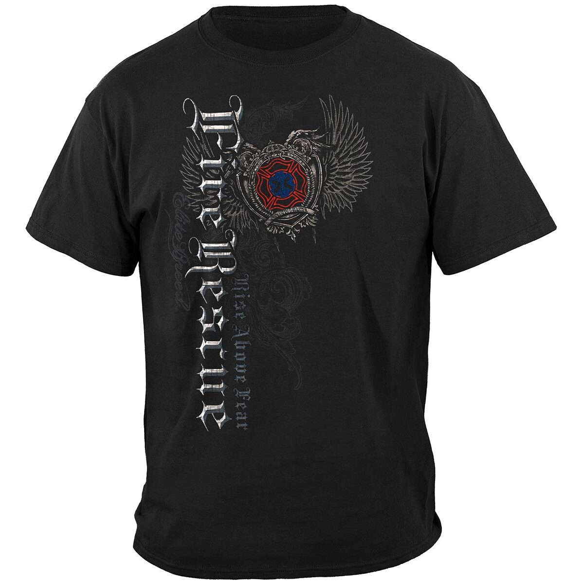 Elite Breed Fire Rescue Rise Above Fear T-Shirt - Black