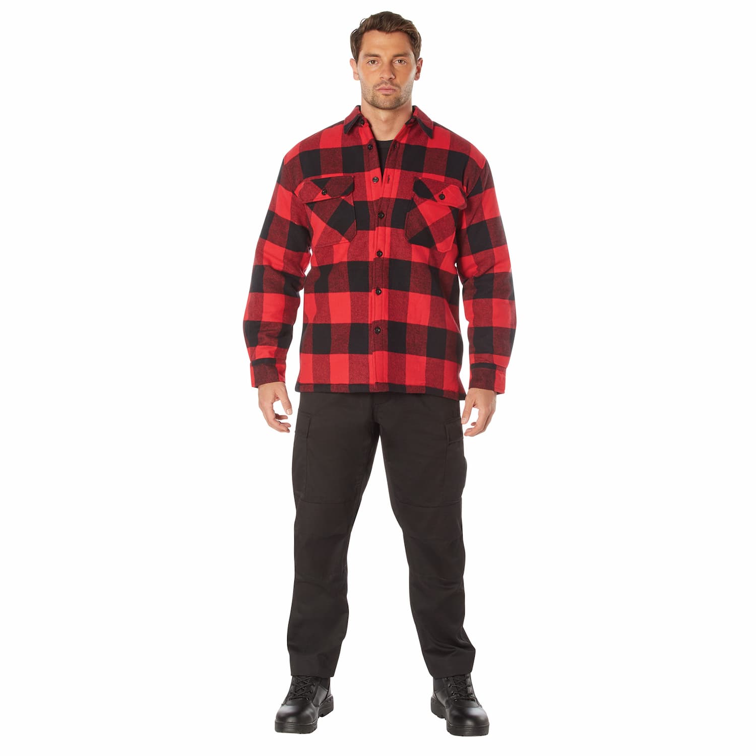 Men's Buffalo Plaid Flannel Quilt-Lined Shirt Jacket