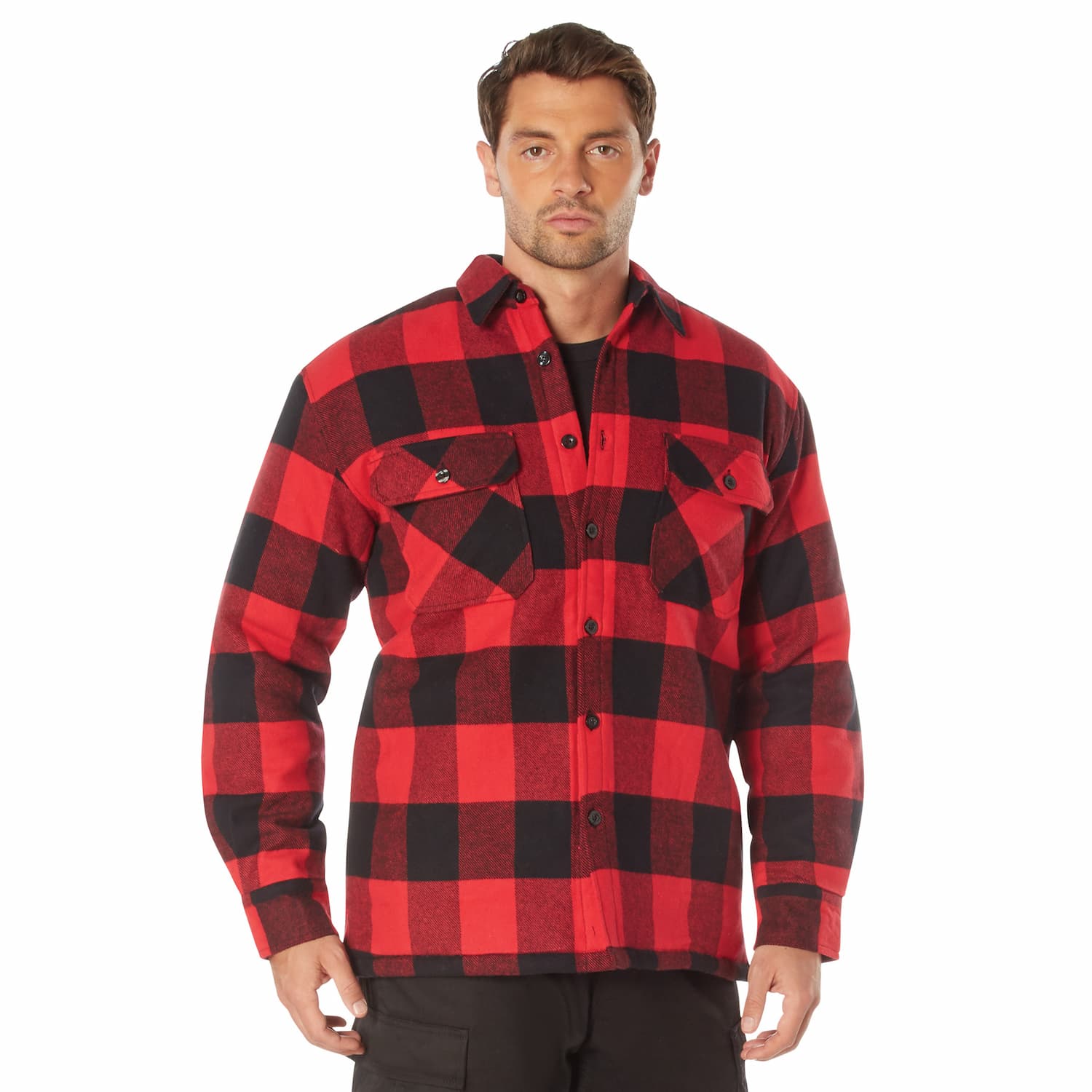Men's Buffalo Plaid Flannel Quilt-Lined Shirt Jacket