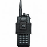 Hero's Pride universal radio holster holding a radio, close front view