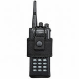 Hero's Pride universal radio holster holding a radio, full front view
