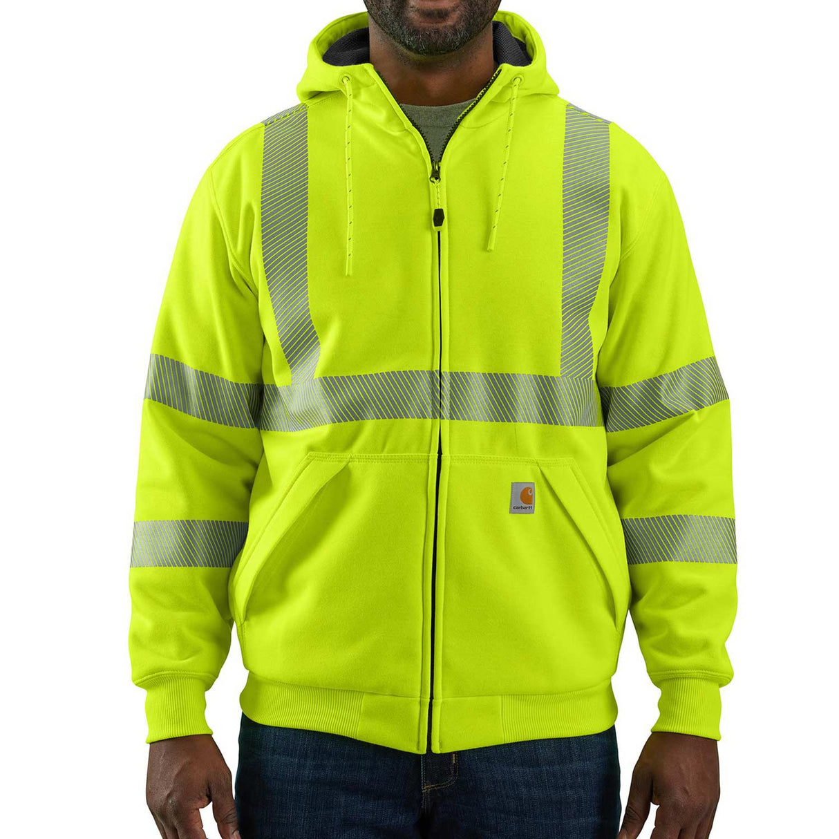 Carhartt High-Visibility Rain Defender Loose Fit Midweight Thermal Zip Class 3 Hooded Sweatshirt