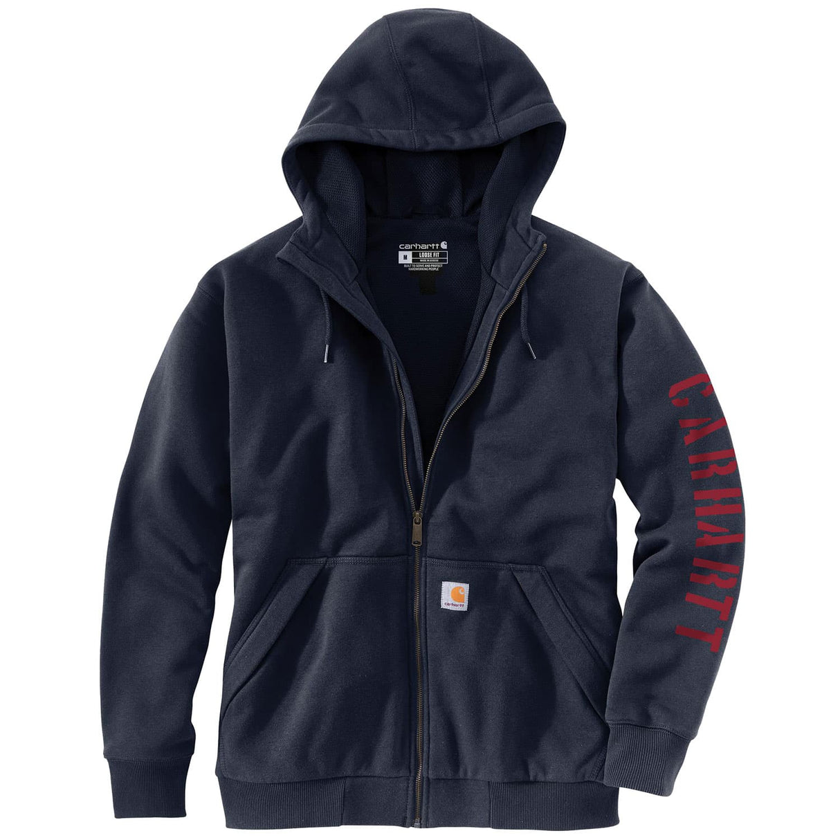 Carhartt Rain Defender Loose Fit Fleece-Lined Logo Graphic Hooded Sweatshirt