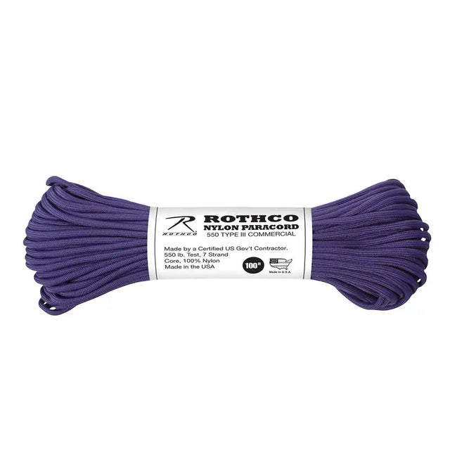 Enhanced Nylon USA Made Purple Paracord - 100 Foot