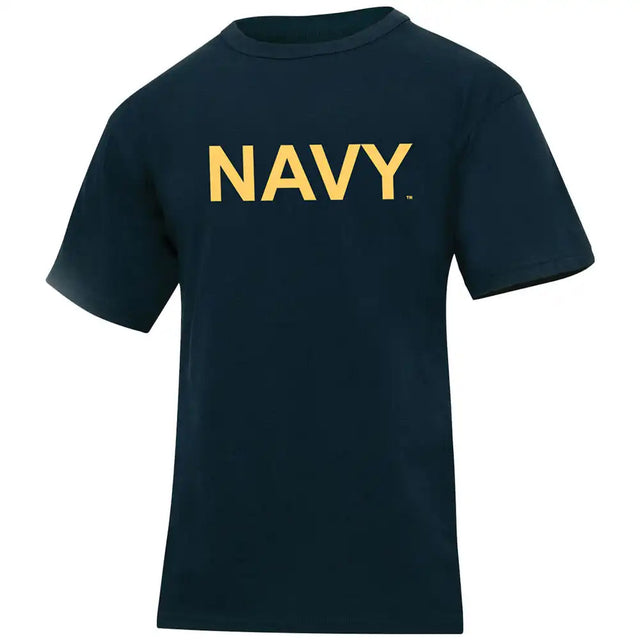 Blue US Navy T-Shirt with Gold Text