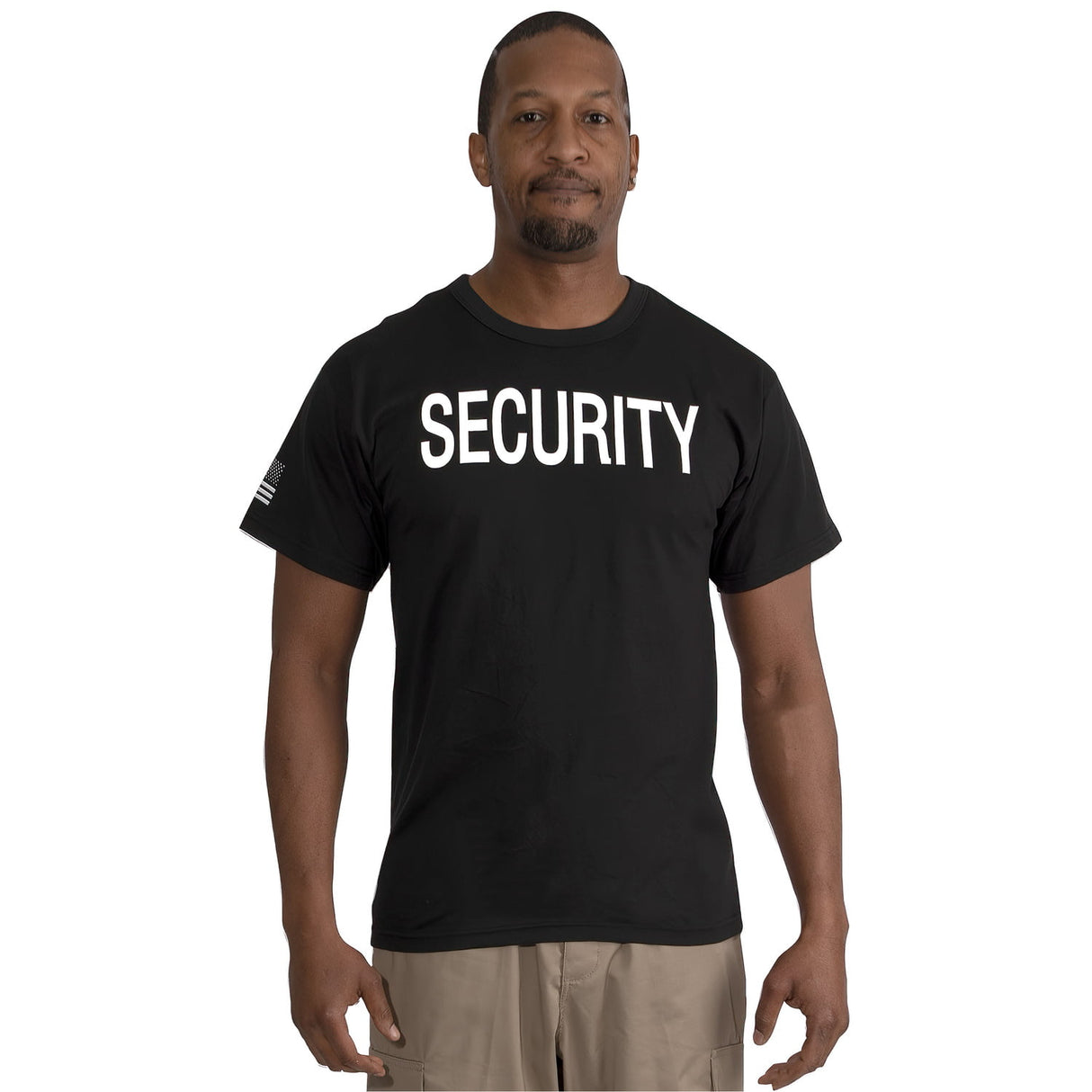Double Sided Security T-Shirt with US Flag on Sleeve
