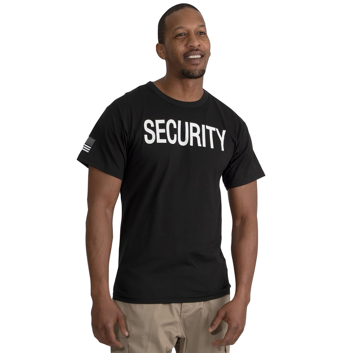 Double Sided Security T-Shirt with US Flag on Sleeve