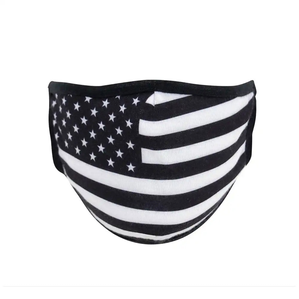 Black & White US Flag Reusable 3 Layer Ear Loop Facemask