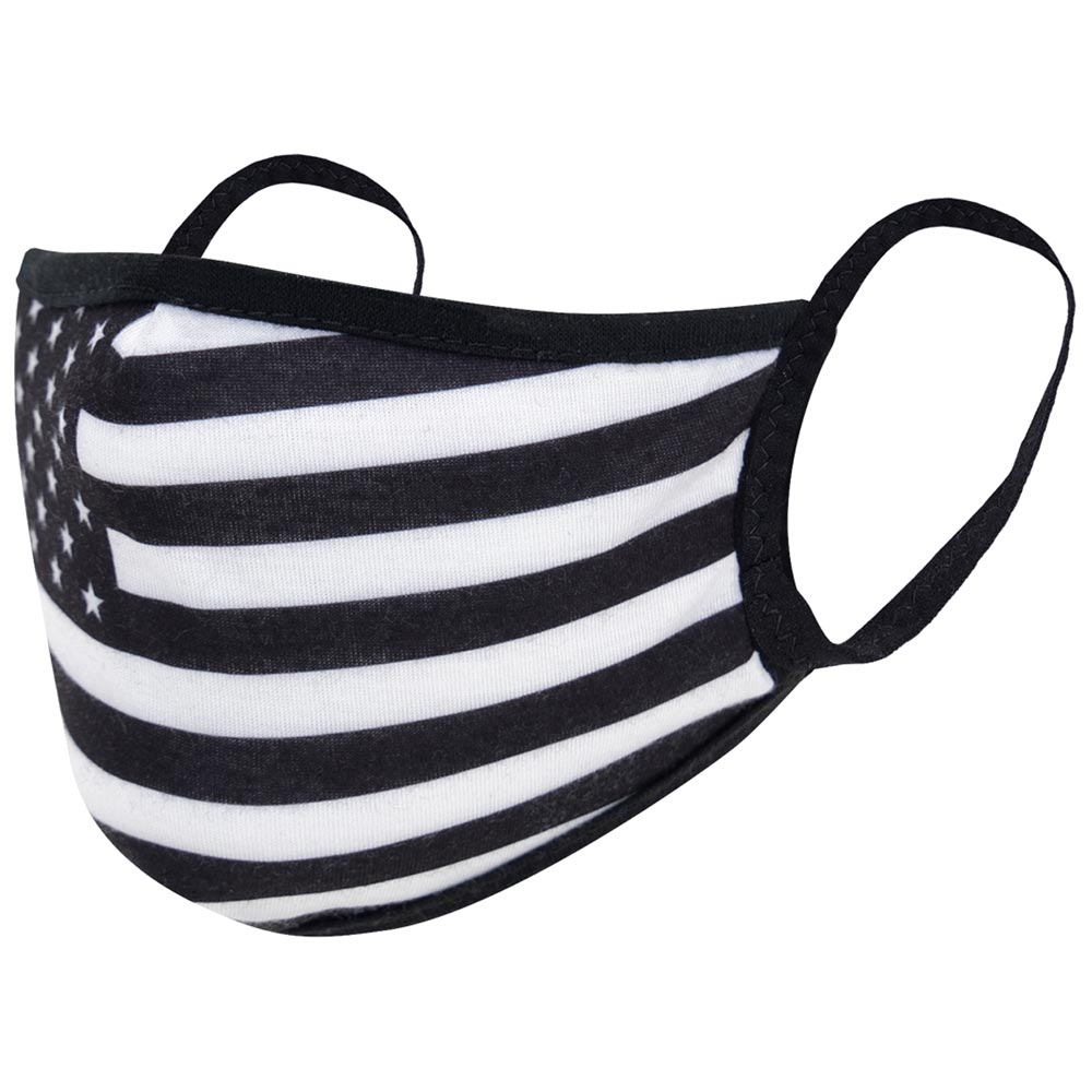 Black & White US Flag Reusable 3 Layer Ear Loop Facemask