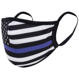 Thin Blue Line Flag Reusable 3-Layer Ear Loop Face Mask