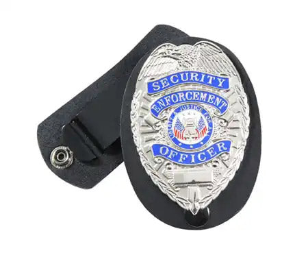 Leather Clip-On Badge Holder with Swivel Snap